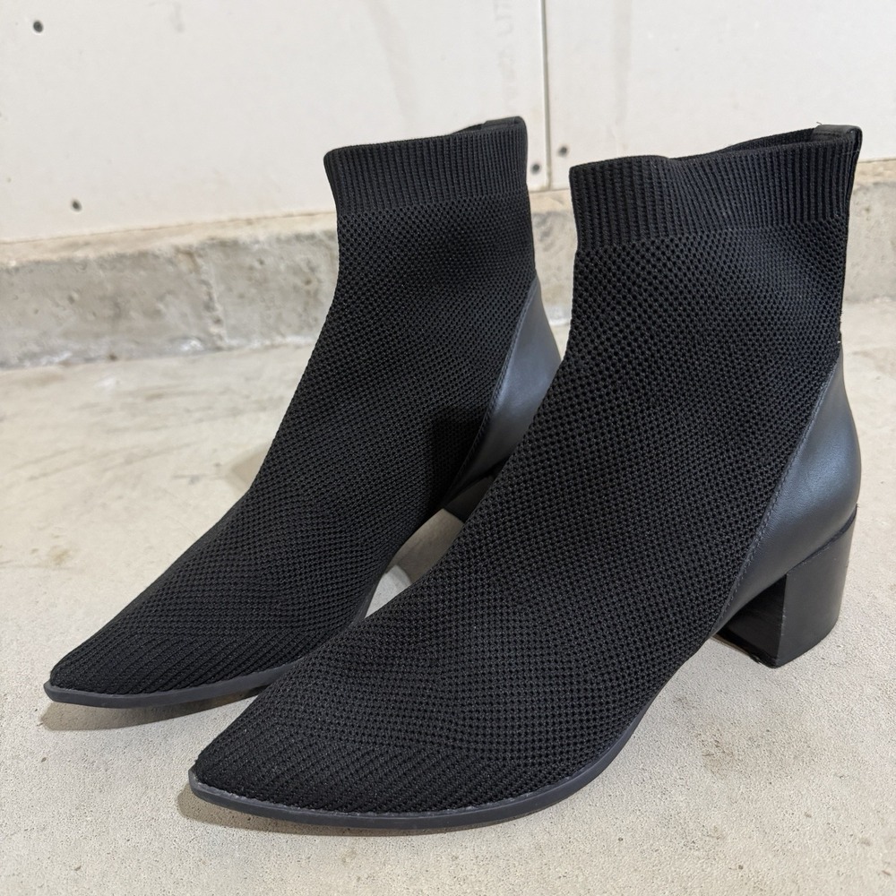 Everlane The Glove Ribbed Knit Heeled Boots Black Sz 10
